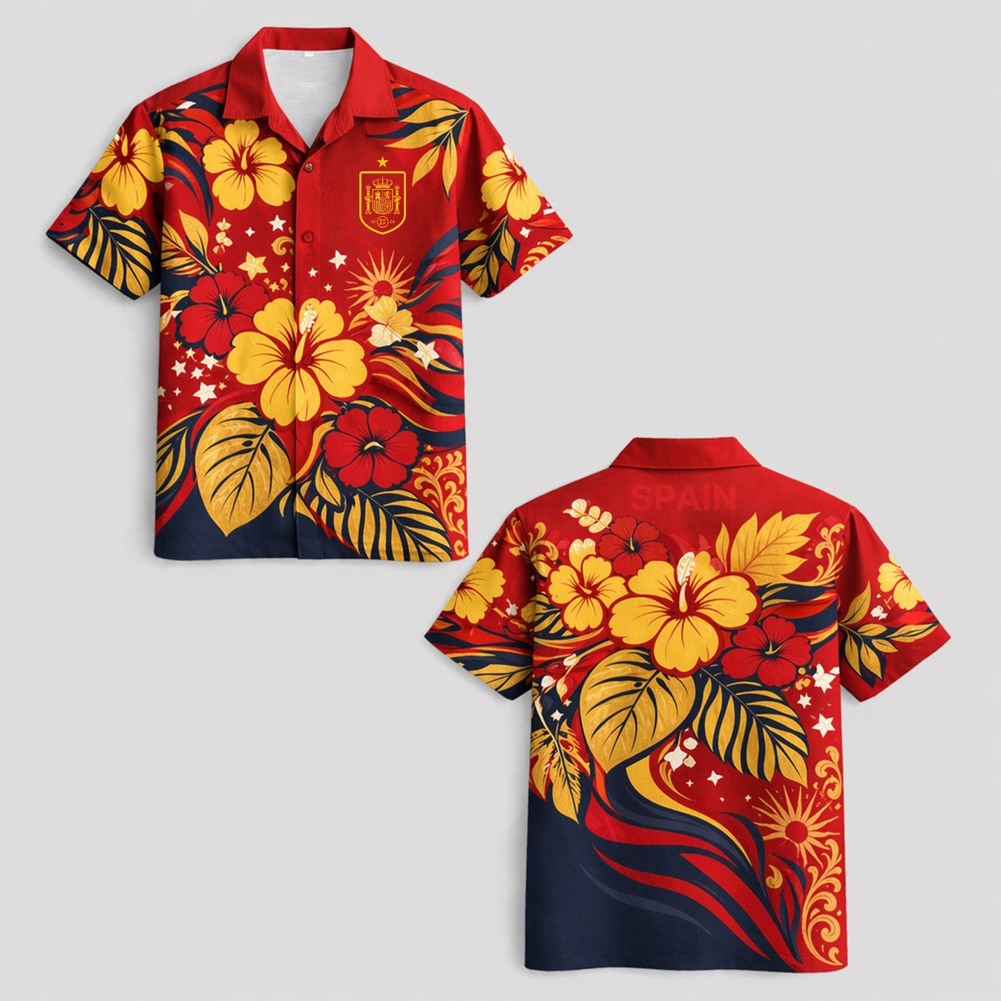 Spain World Cup 2026 Floral Hawaiian Shirt PVT02 DATND LBN 90526