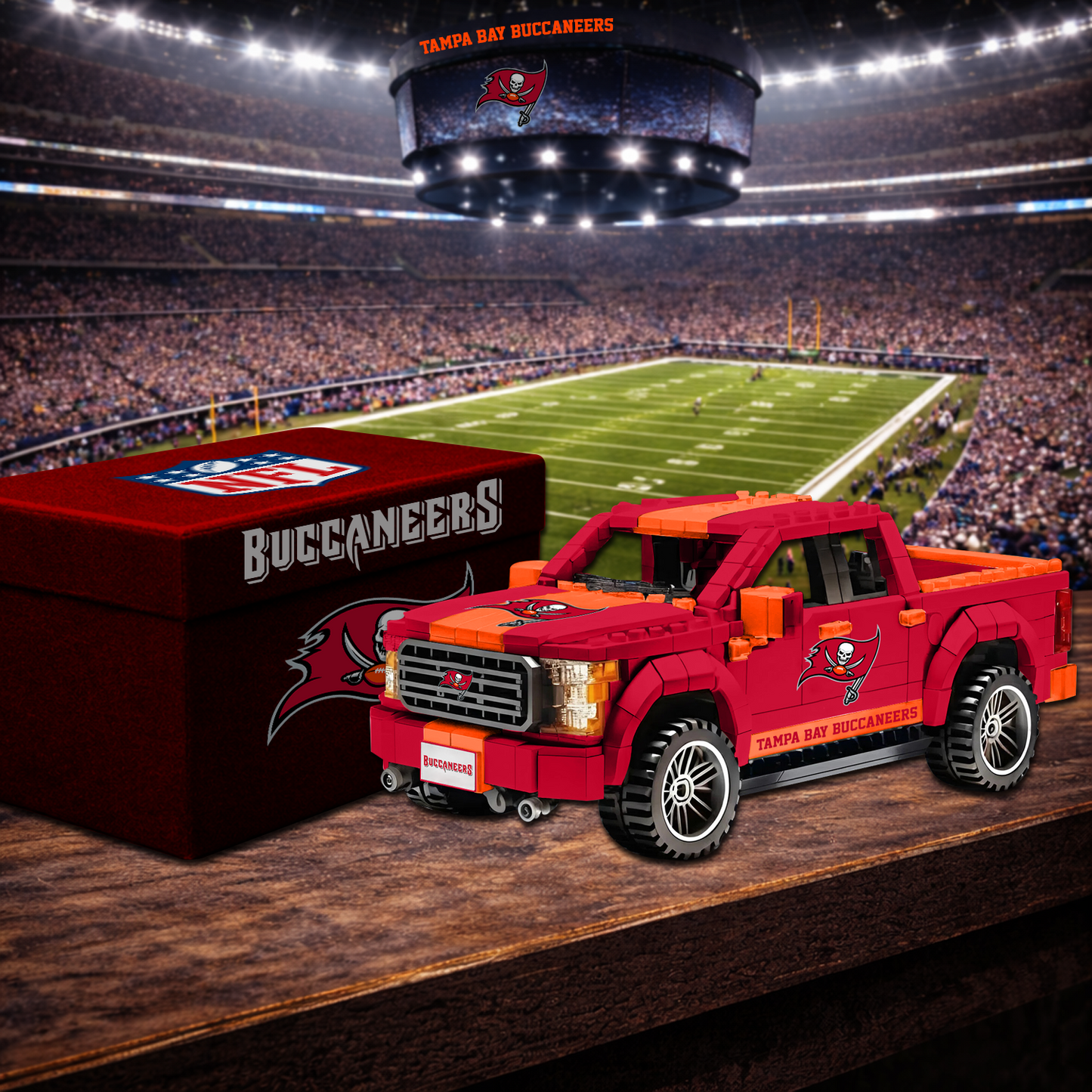 TB X NFL Football-themed pickup truck building blocks 0703 NAK NHT