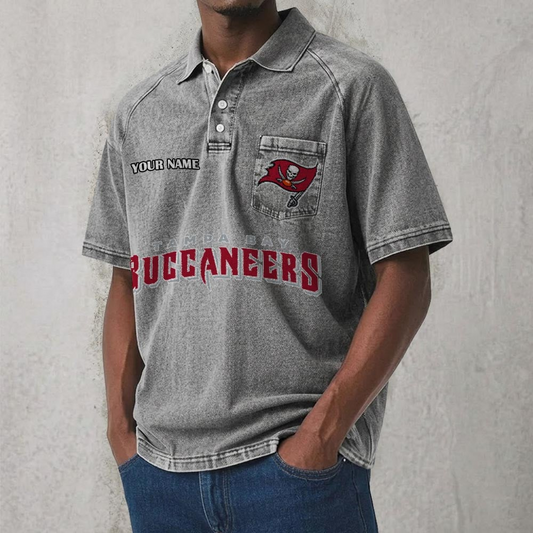TB x NFL Men's Distressed Turn-Down Collar Polo DATND TANTD 250526