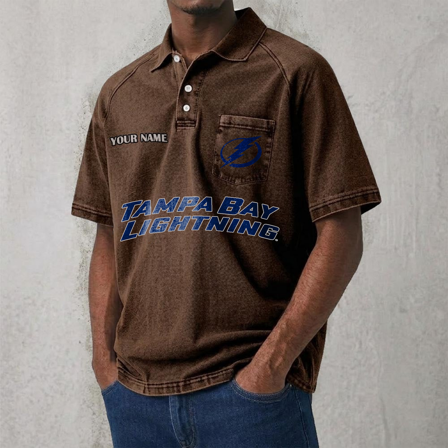 TBL x NHL Men's Distressed Turn-Down Collar Polo DATND TANTD 250526