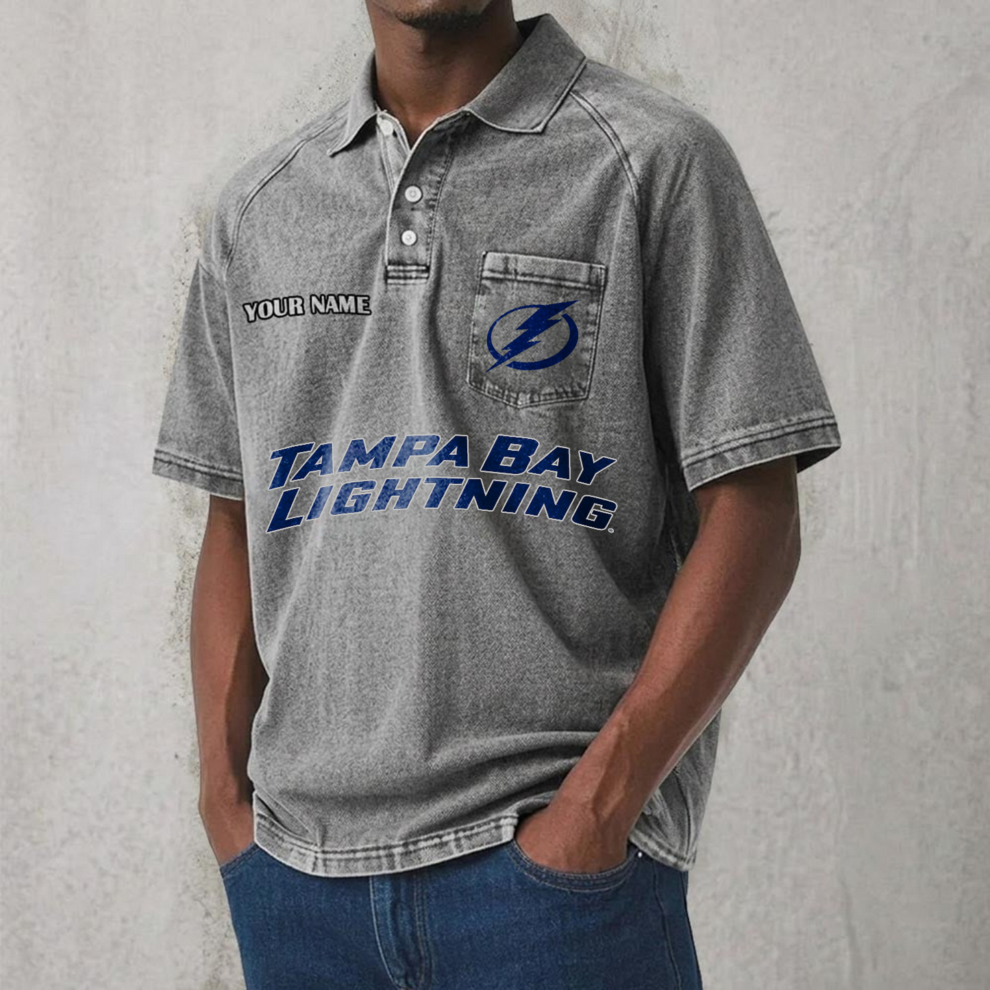 TBL x NHL Men's Distressed Turn-Down Collar Polo DATND TANTD 250526