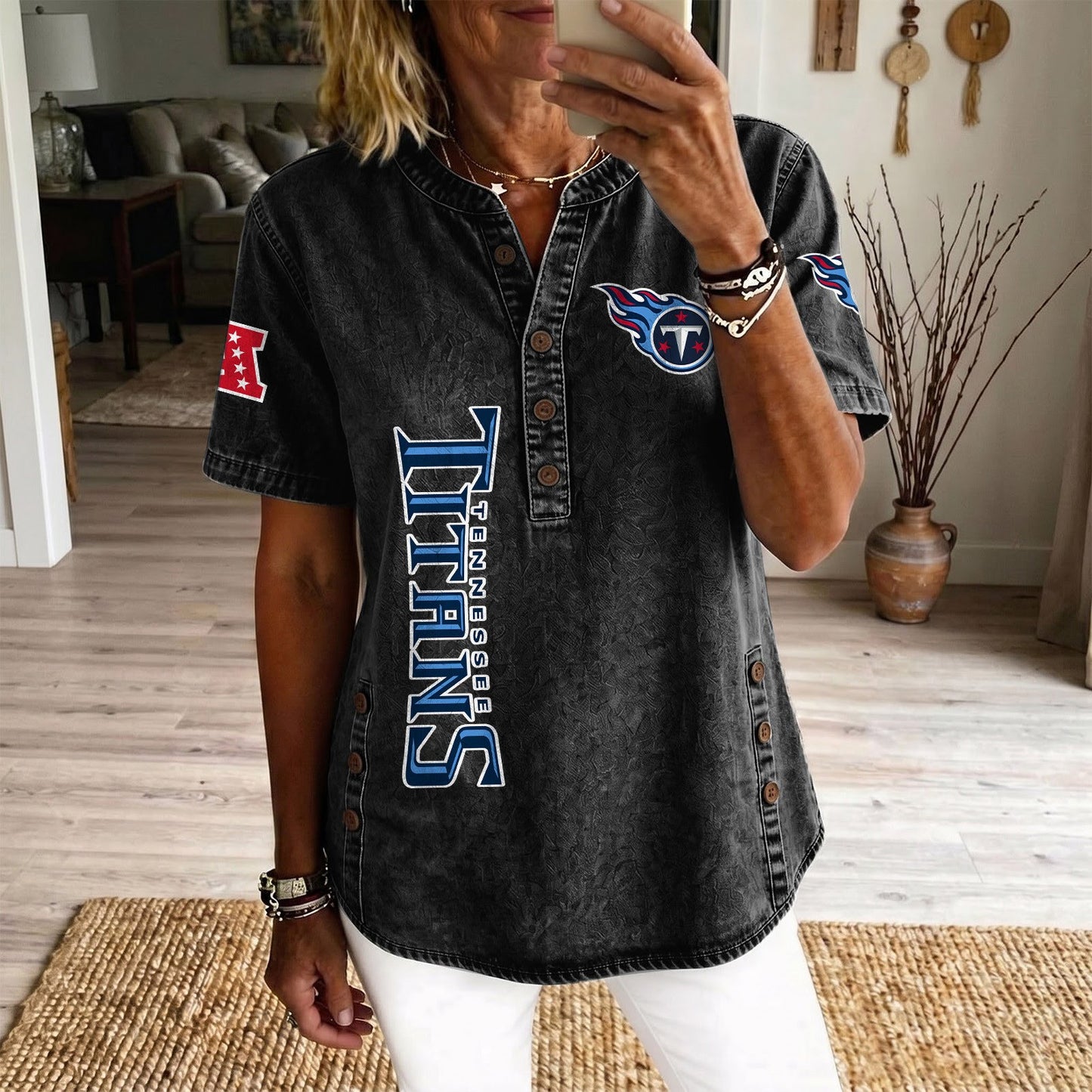 TEN x NFL Women‘s Denim Casual Tops DATND LBN 190526