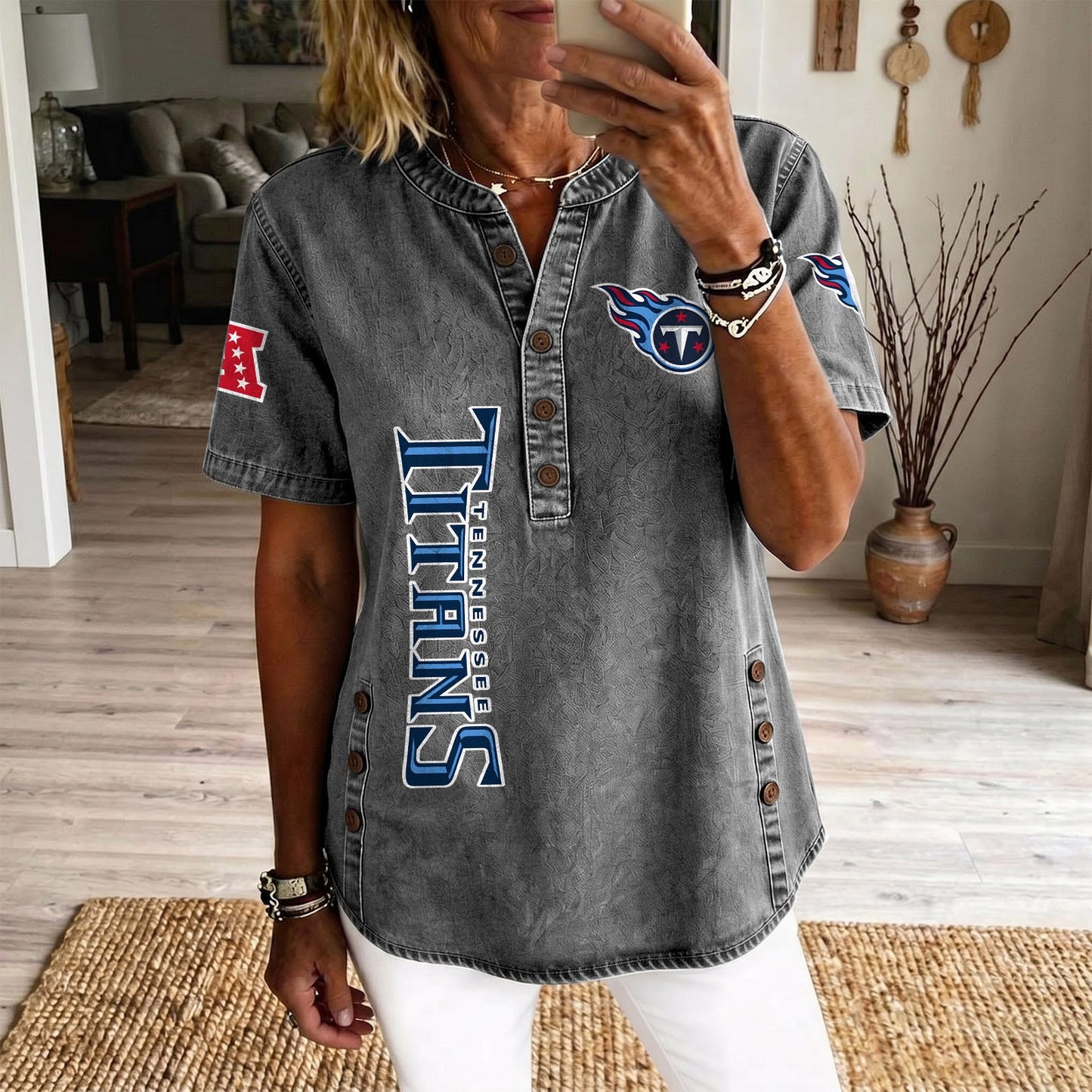 TEN x NFL Women‘s Denim Casual Tops DATND LBN 190526