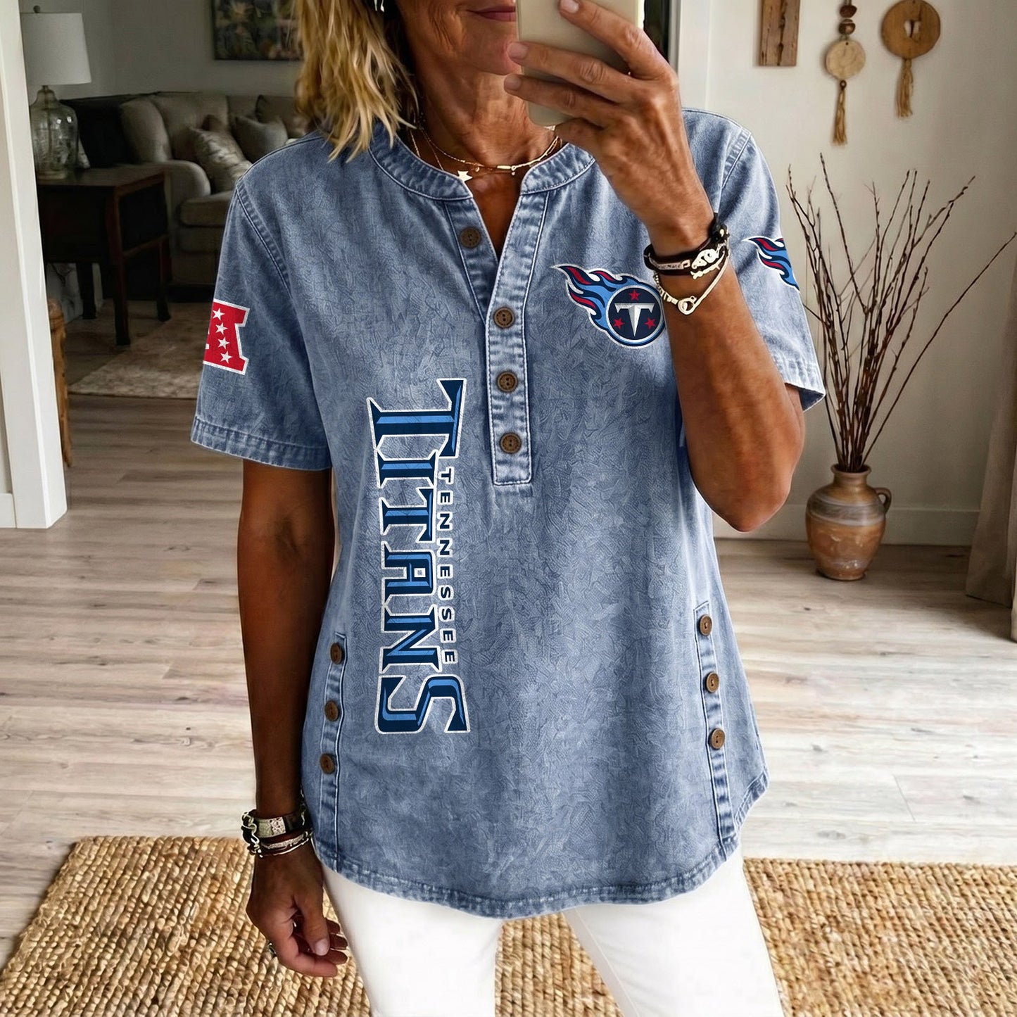 TEN x NFL Women‘s Denim Casual Tops DATND LBN 190526