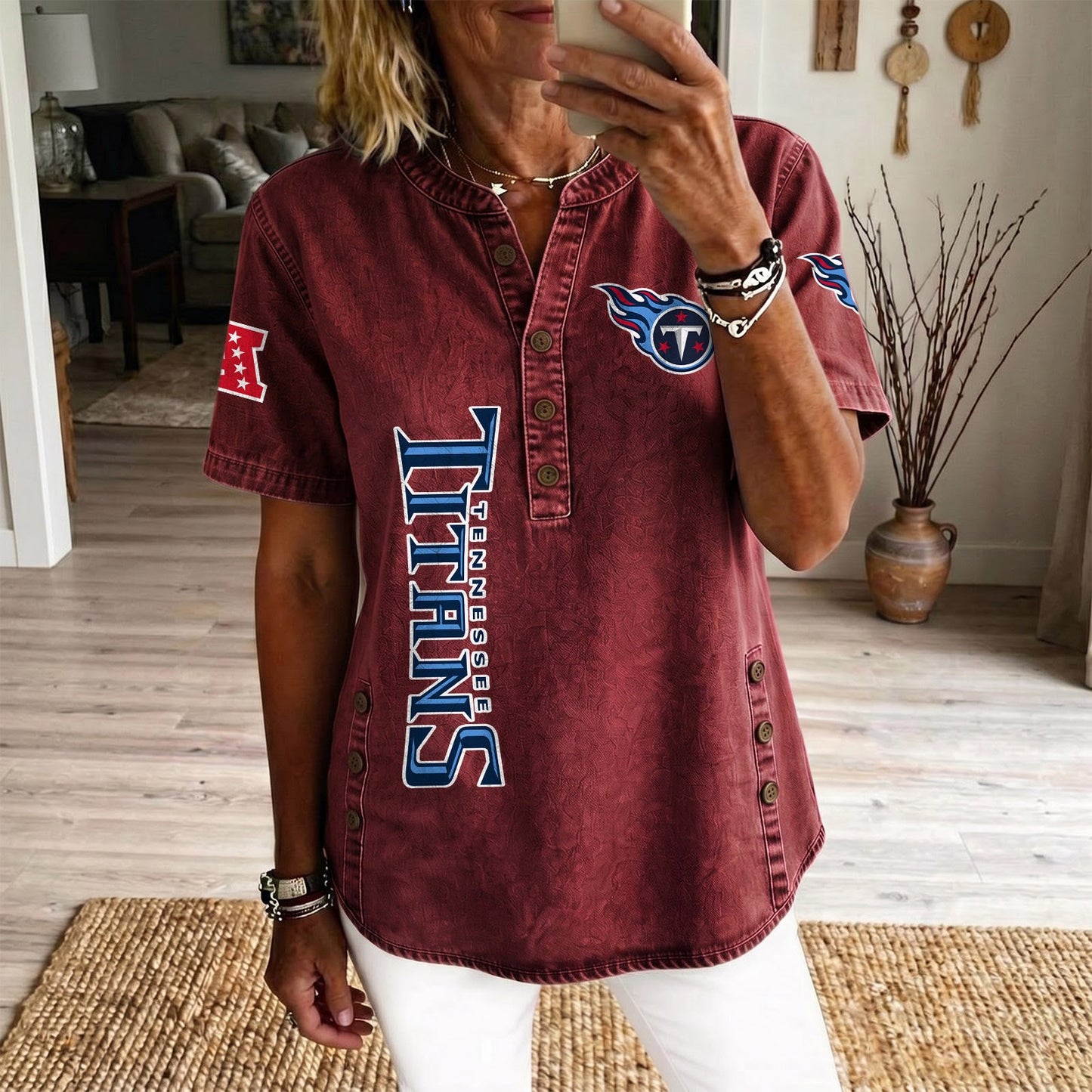 TEN x NFL Women‘s Denim Casual Tops DATND LBN 190526