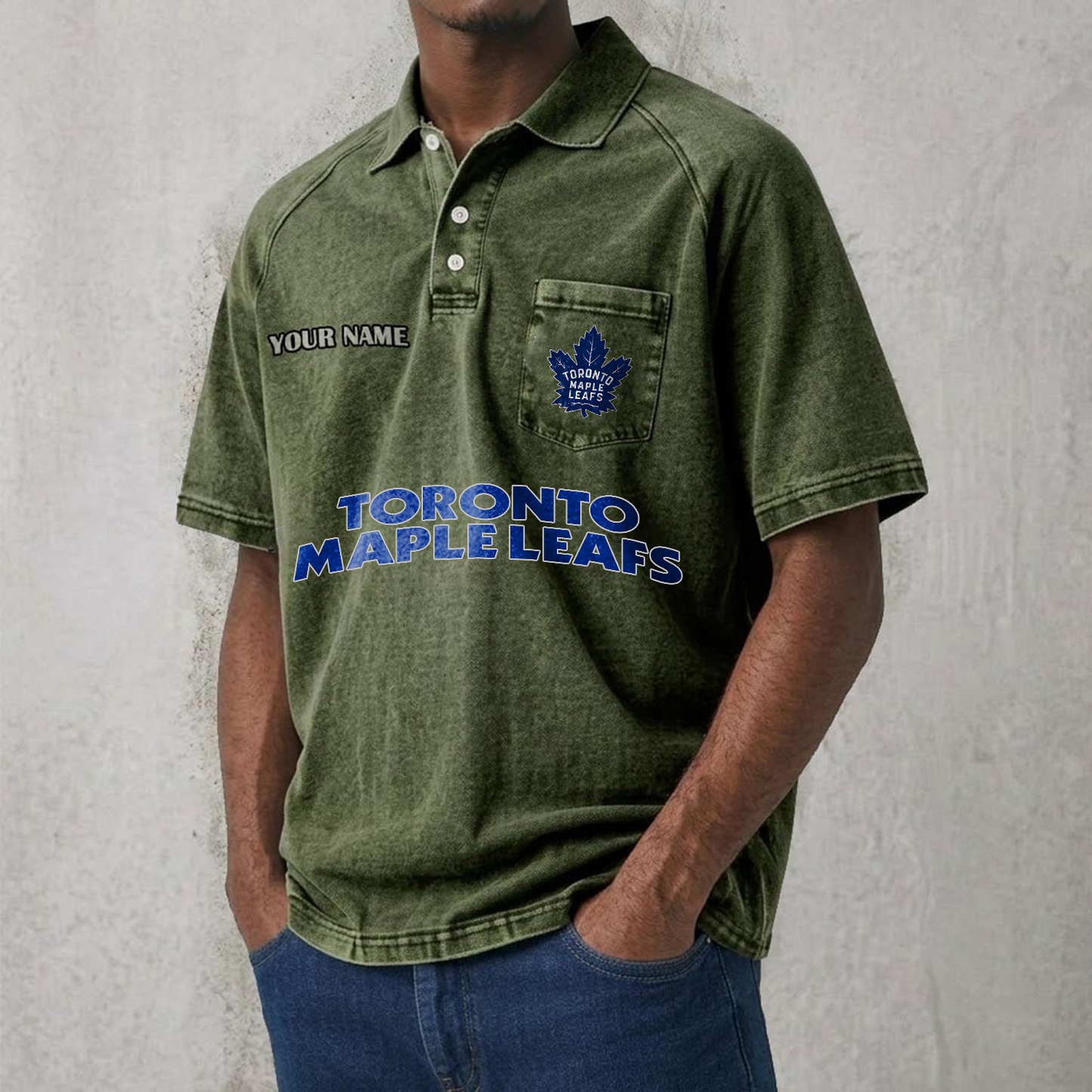 TOR x NHL Men's Distressed Turn-Down Collar Polo DATND TANTD 250526