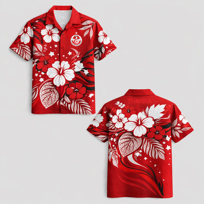 Tunisia World Cup 2026 Floral Hawaiian Shirt PVT02 DATND LBN 90526