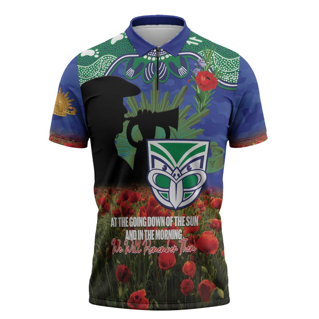WAR x NRL Rugby ANZAC Day Zipper Polo Shirt Last Post Poppy We Will Remember Them LT14 DatND DVT