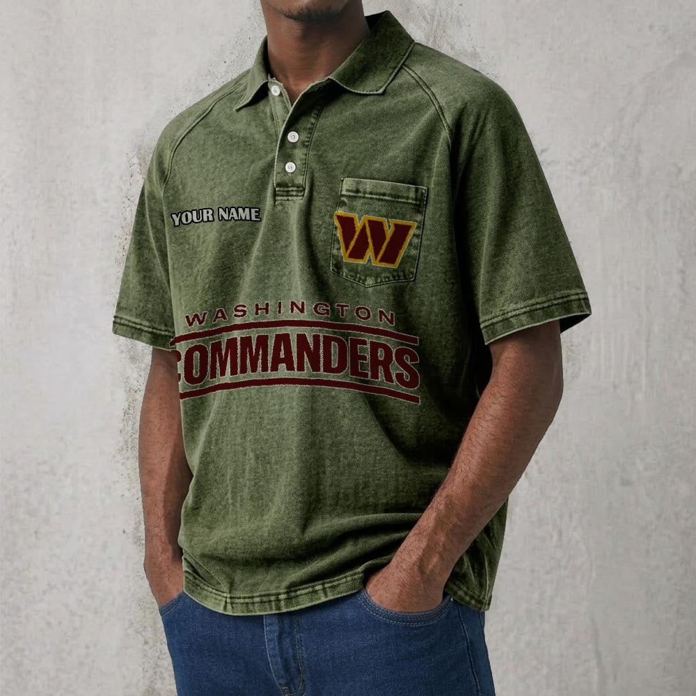 WAS x NFL Men's Distressed Turn-Down Collar Polo DATND TANTD 250526
