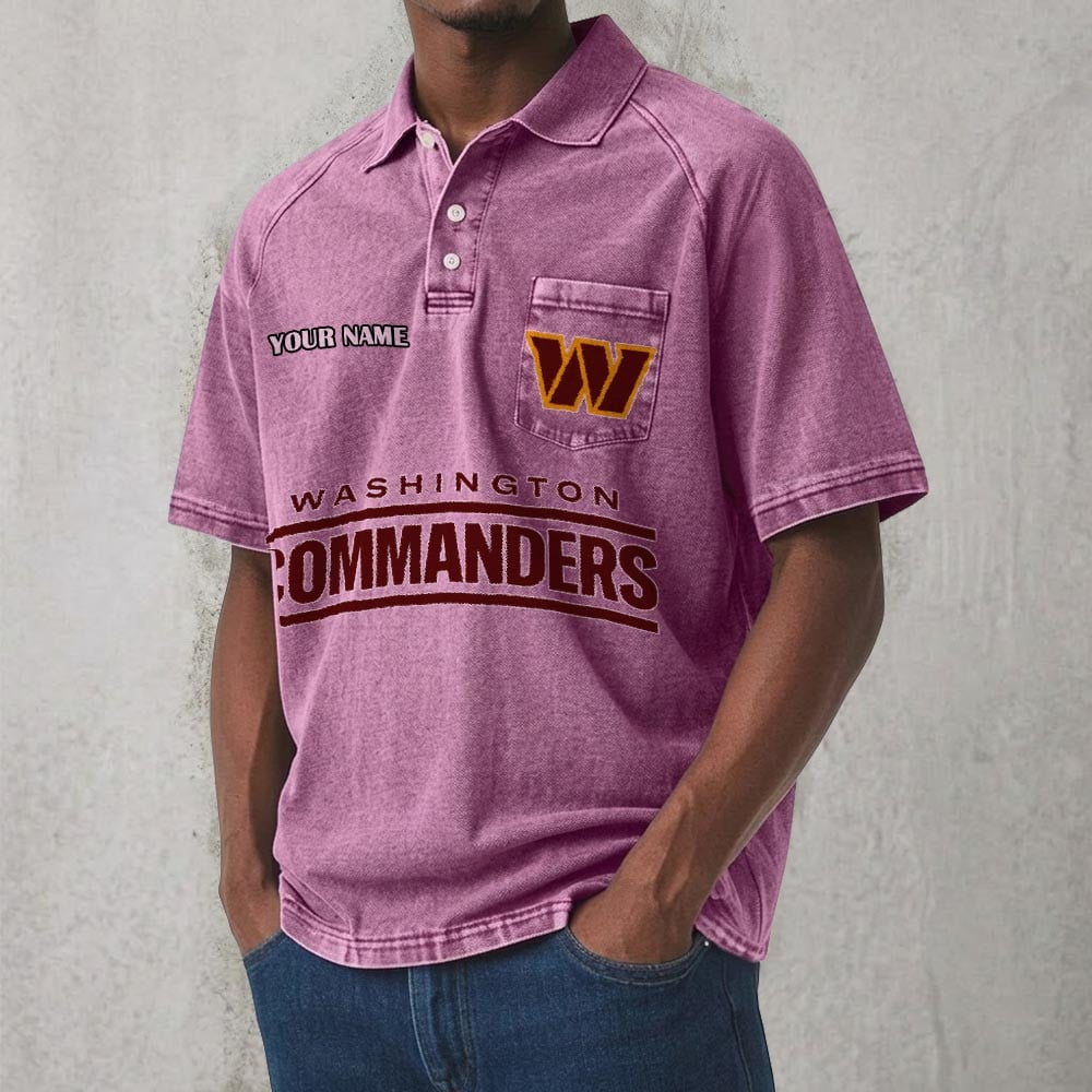 WAS x NFL Men's Distressed Turn-Down Collar Polo DATND TANTD 250526