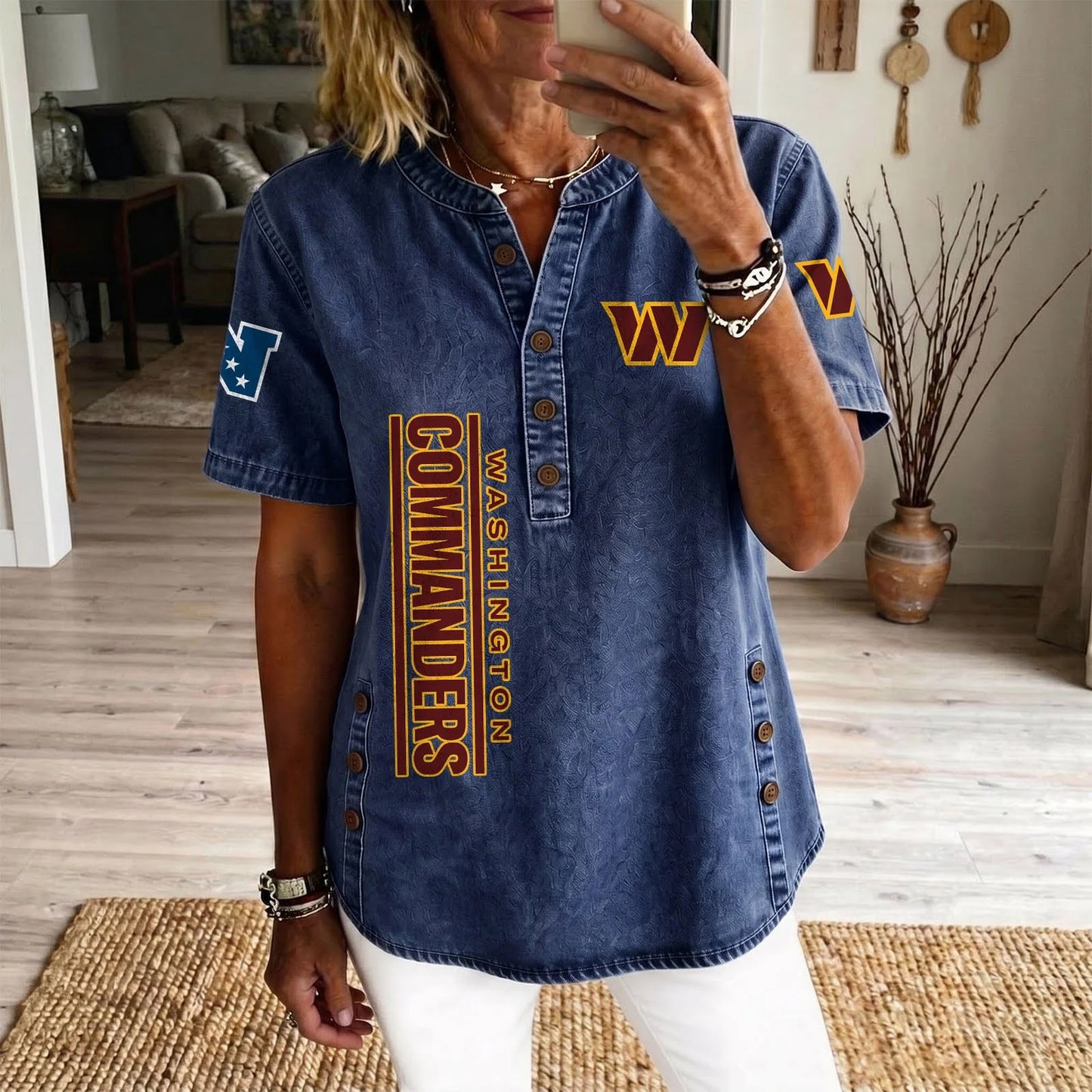 WAS x NFL Women‘s Denim Casual Tops DATND LBN 190526