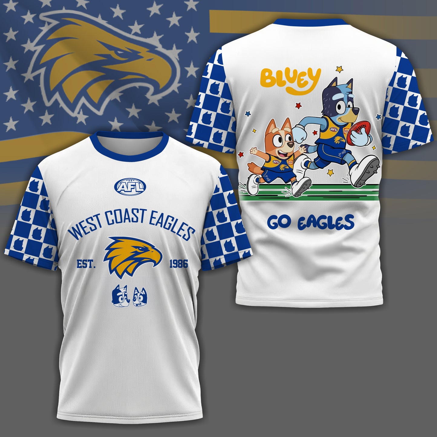 WCE x AFL Premium Bluey 3D Shirt DDT TTTZ