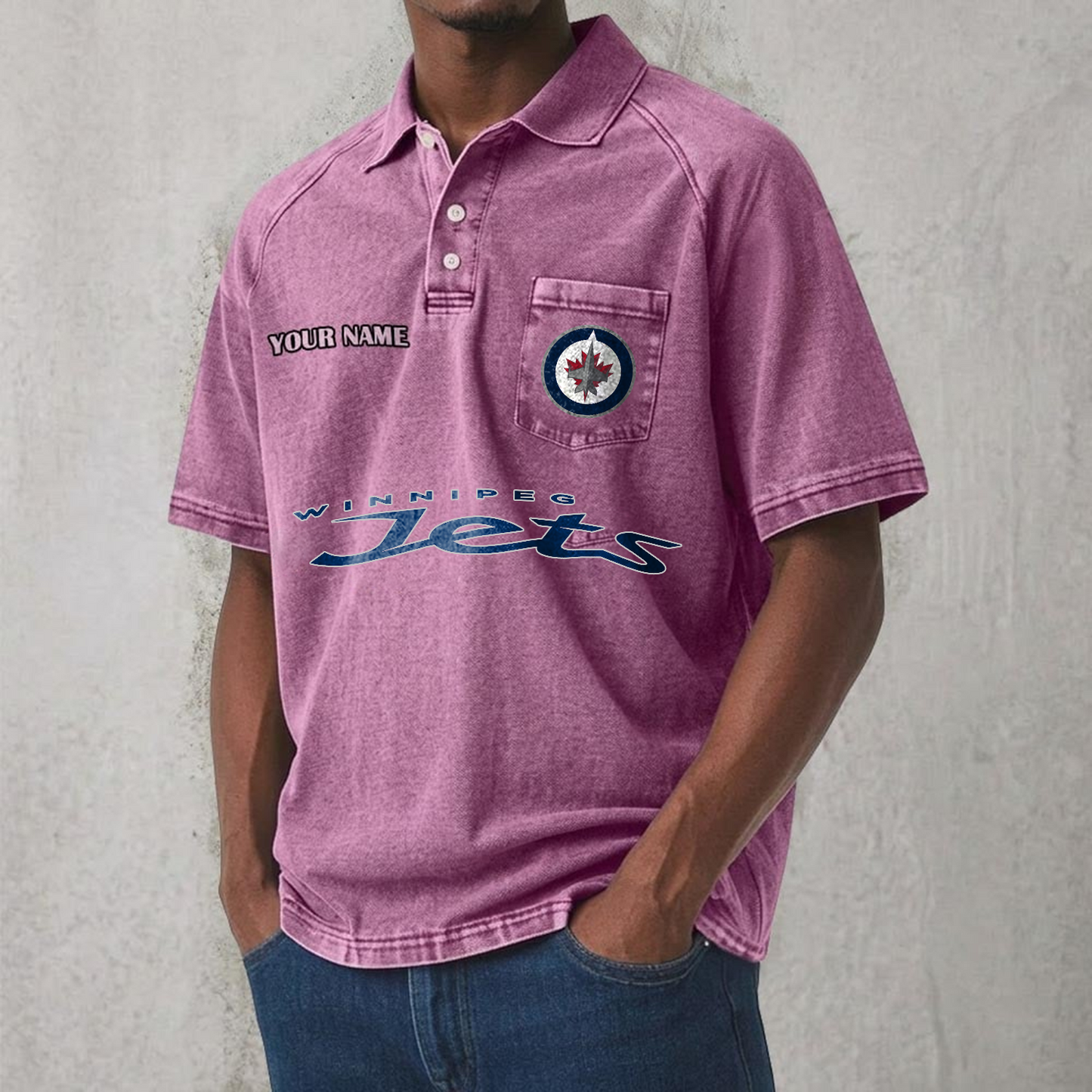 WPG x NHL Men's Distressed Turn-Down Collar Polo DATND TANTD 250526