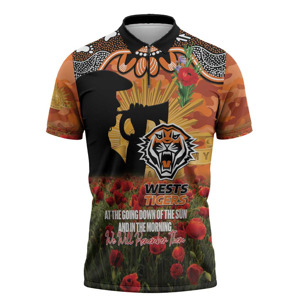 WST x NRL Rugby ANZAC Day Zipper Polo Shirt Last Post Poppy We Will Remember Them LT14 DatND DVT