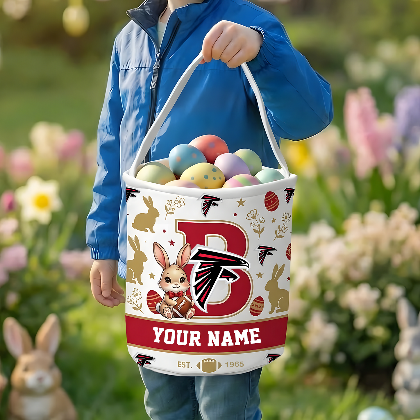 ATL x Personalized Easter Bunny Egg Hunt Basket NAK NHT