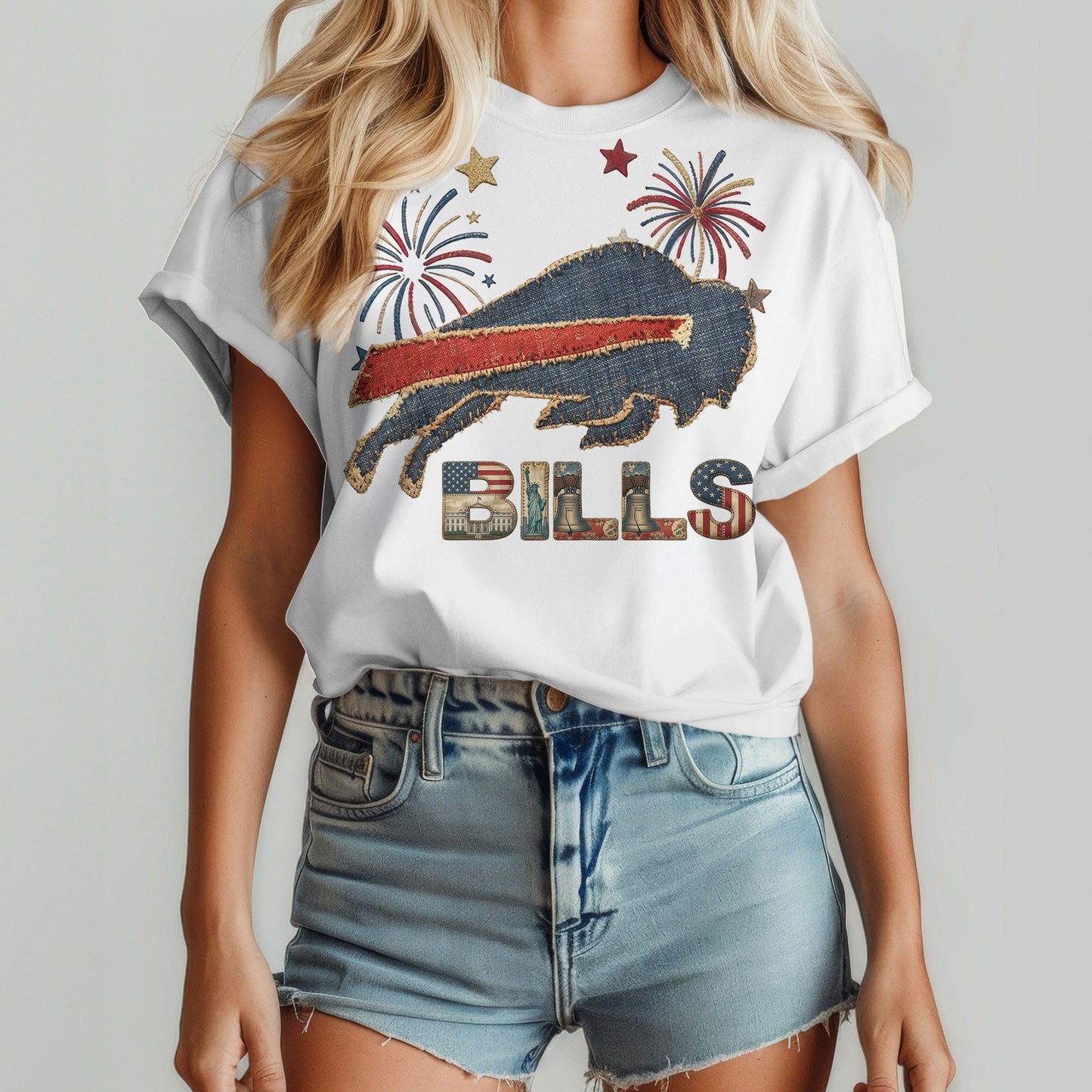 BB Premium NFL 250th Anniversary Of America Patchwork Women Shirt DDT CTND