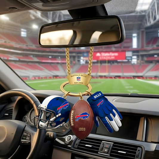 BUF X NFL Helmet and Football Car Ornament NAK NHT