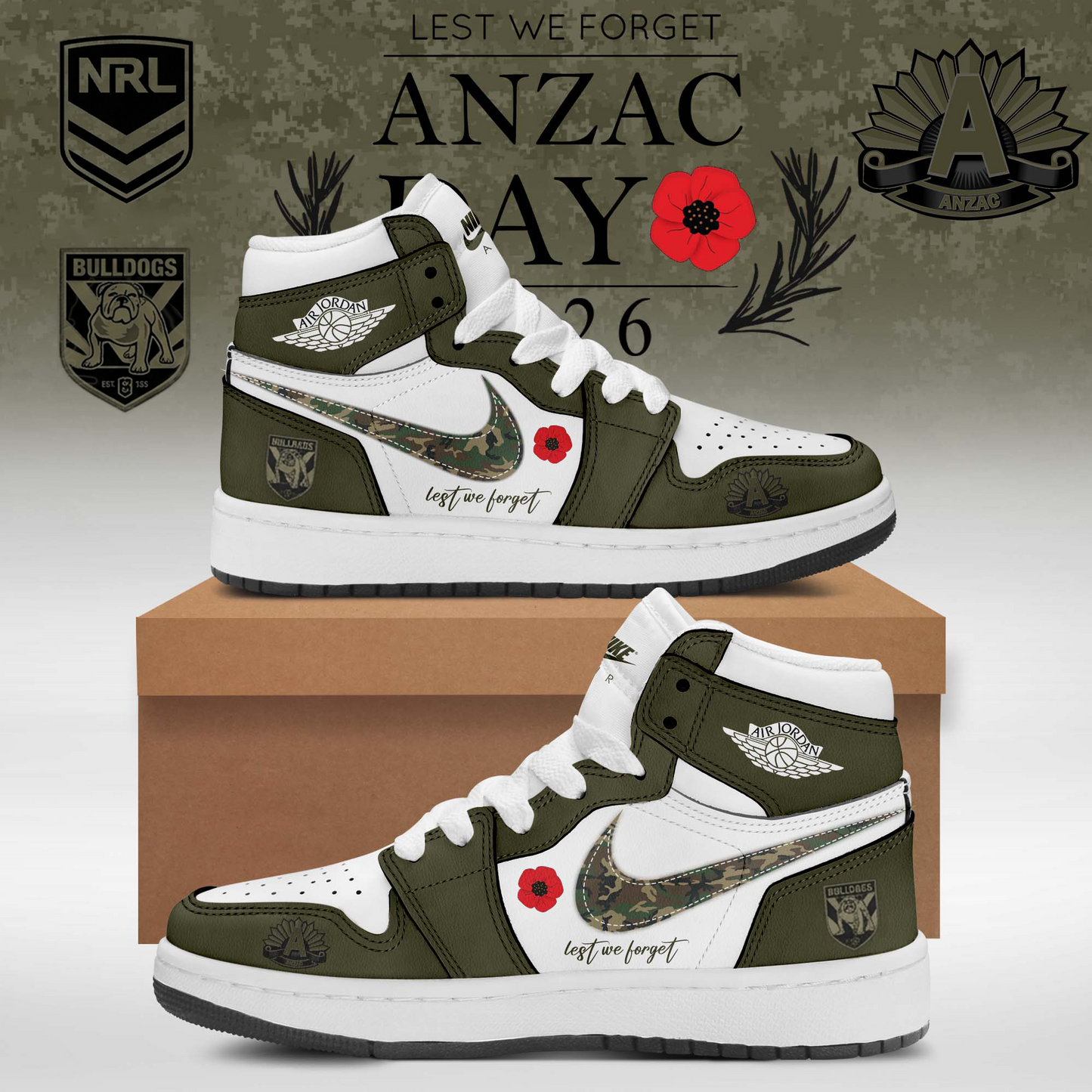 CBB x NRL Anniversary Anzac Day Air Jordan Sneakers DDT LBN