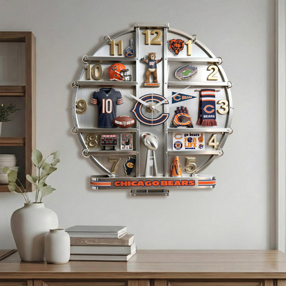 CHI x NFL Home Decorative 3D Visual Effect Acrylic Wall Clock NAK CTKT