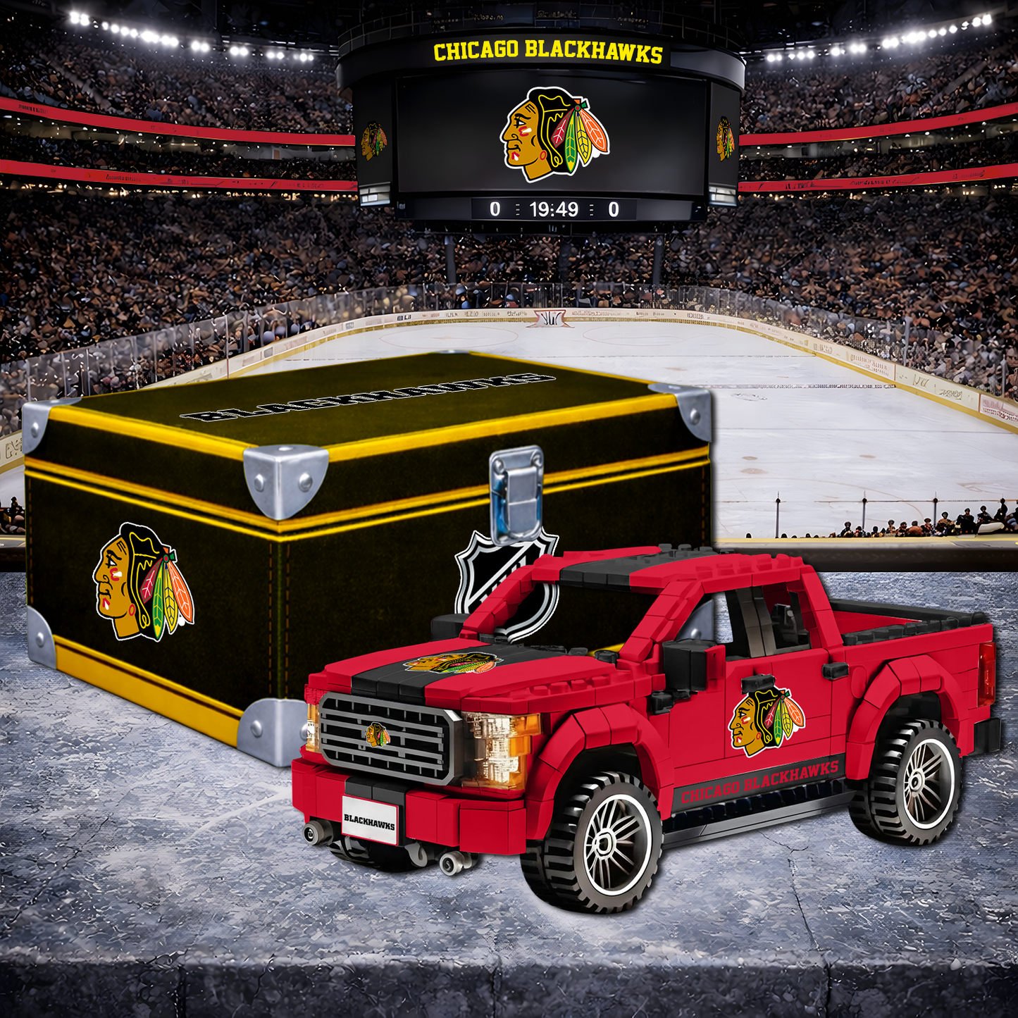 CHI X NHL LEGO Toy Truck Set with Collectible Case NAK NHT