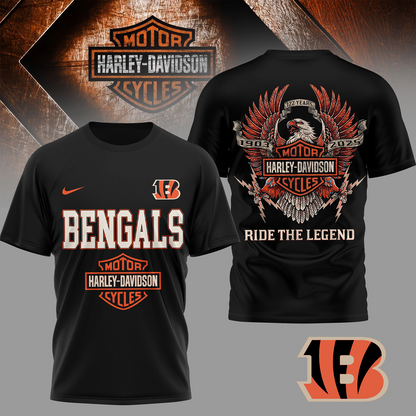 CIN Premium NFL 122 Year Harley Davidson 3D Shirt 2603 DatND DVT