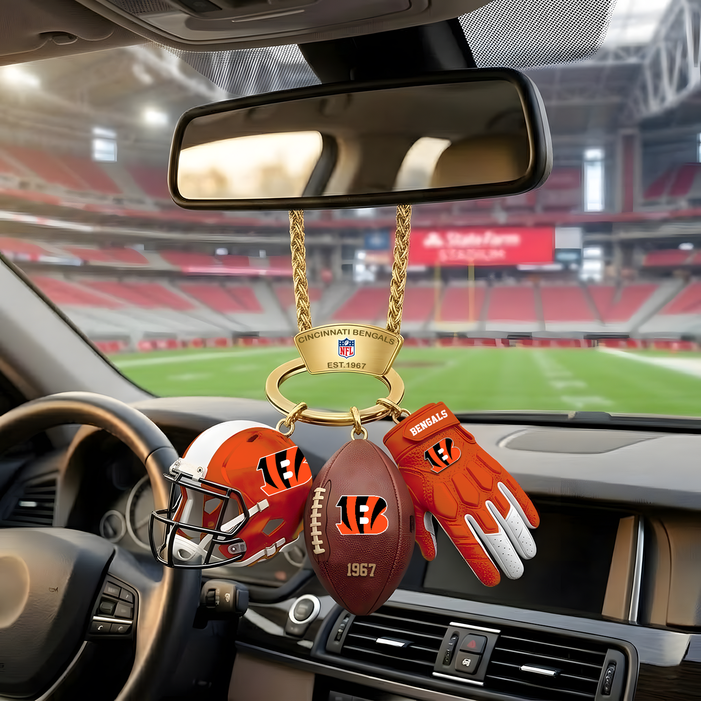 CIN X NFL Helmet and Football Car Ornament NAK NHT