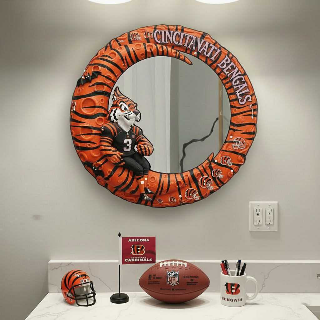 CIN x NFL Moonlit  Custom Shaped Mirror - Personalized Gifts NAK CTKT