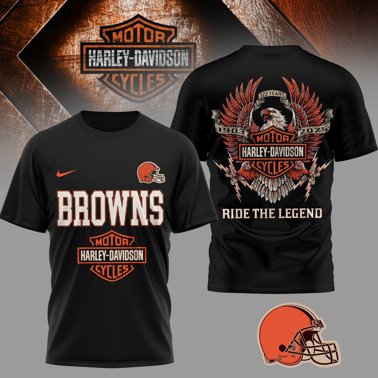 CLE Premium NFL 122 Year Harley Davidson 3D Shirt 2603 DatND DVT
