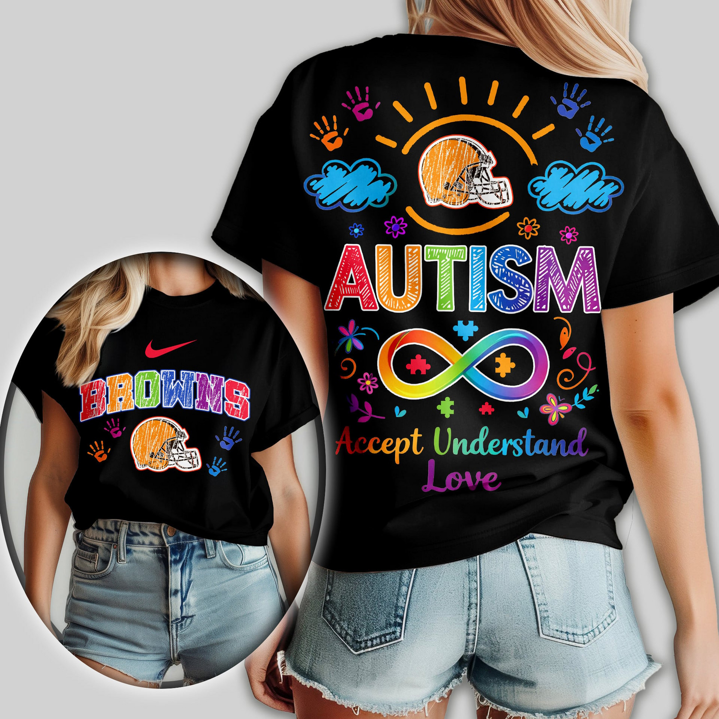 CLE Premium NFL National Autism Acceptance Month Women Shirt DDT NTL