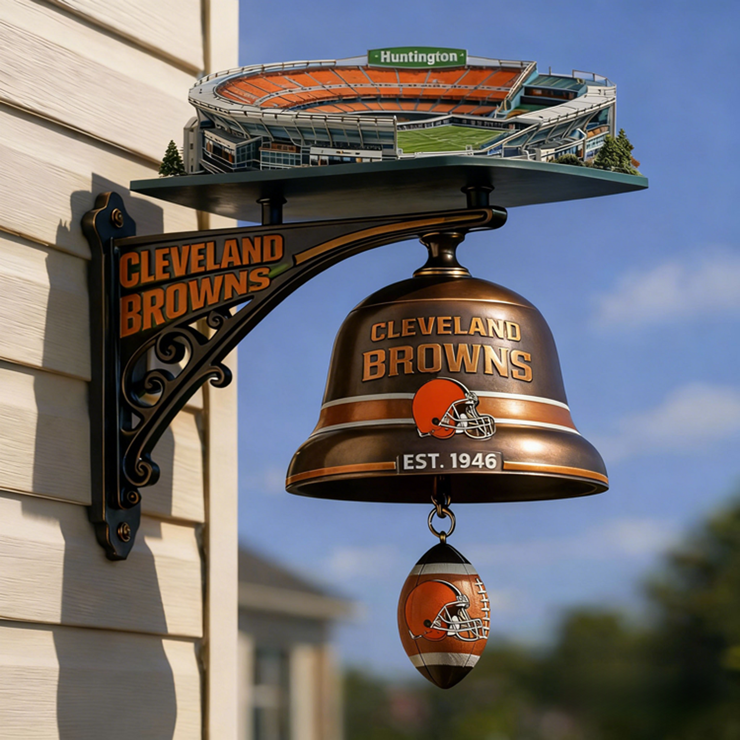 CLE X NFL Football Team Home Stadium-Themed Vintage Wall-Mounted Doorbell NAK NHT
