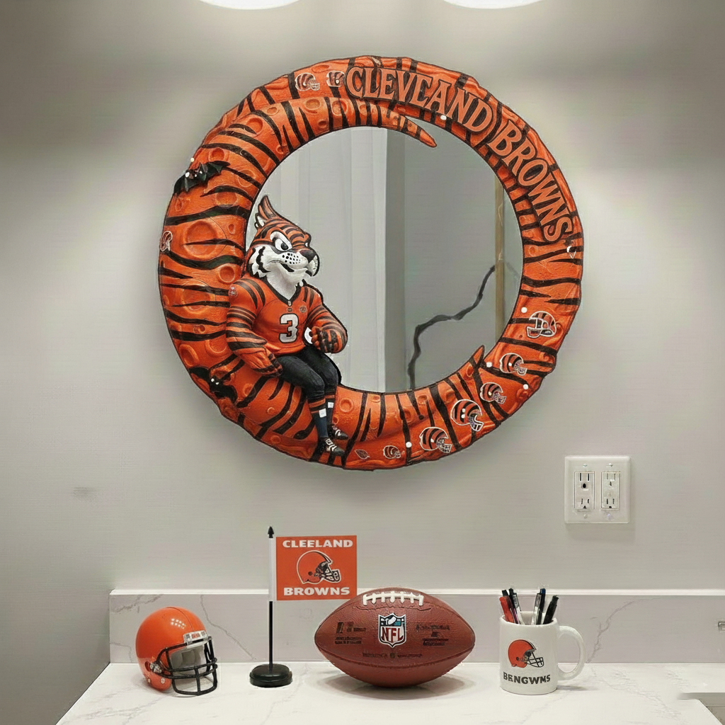 CLE x NFL Moonlit  Custom Shaped Mirror - Personalized Gifts NAK CTKT