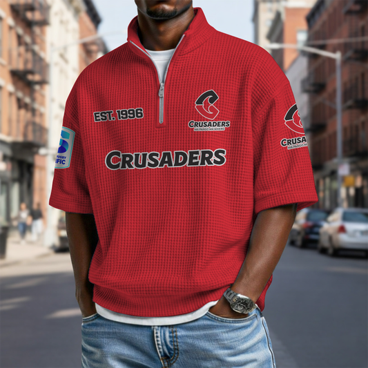 CRU x SRP Waffle Short Sleeved Polo Shirt DDT NTL