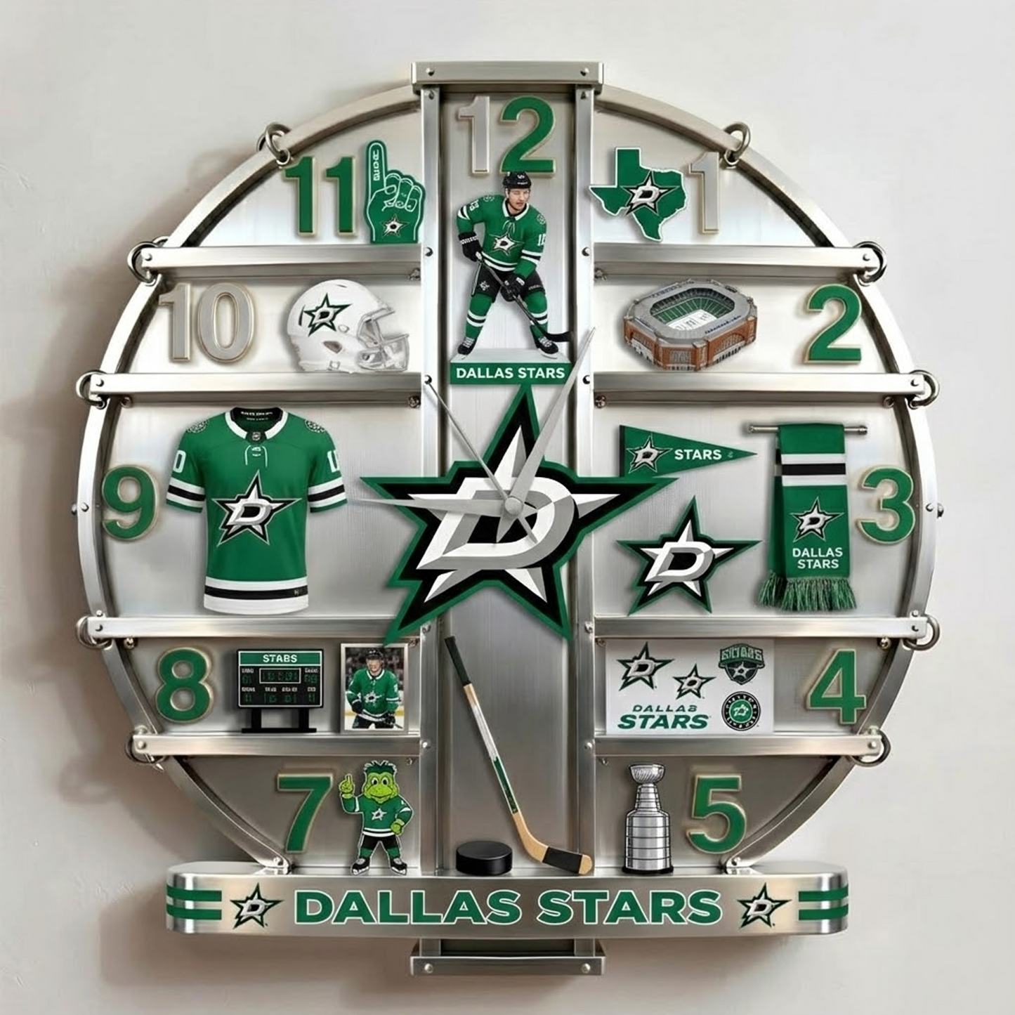 DAL X NHL Home Decorative 3D Visual Effect Acrylic Wall Clock NAK NHT