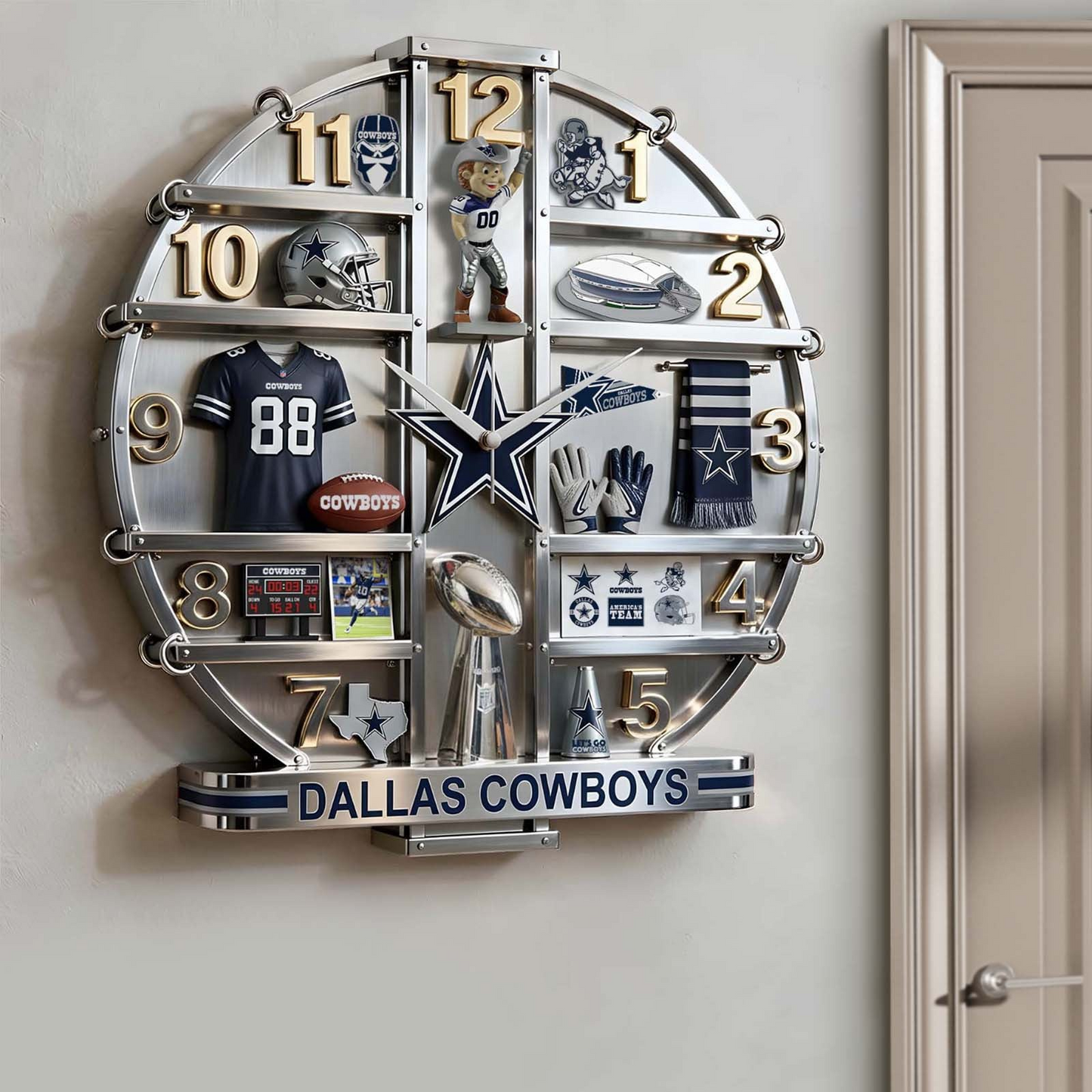 DC x NFL Home Decorative 3D Visual Effect Acrylic Wall Clock NAK CTKT