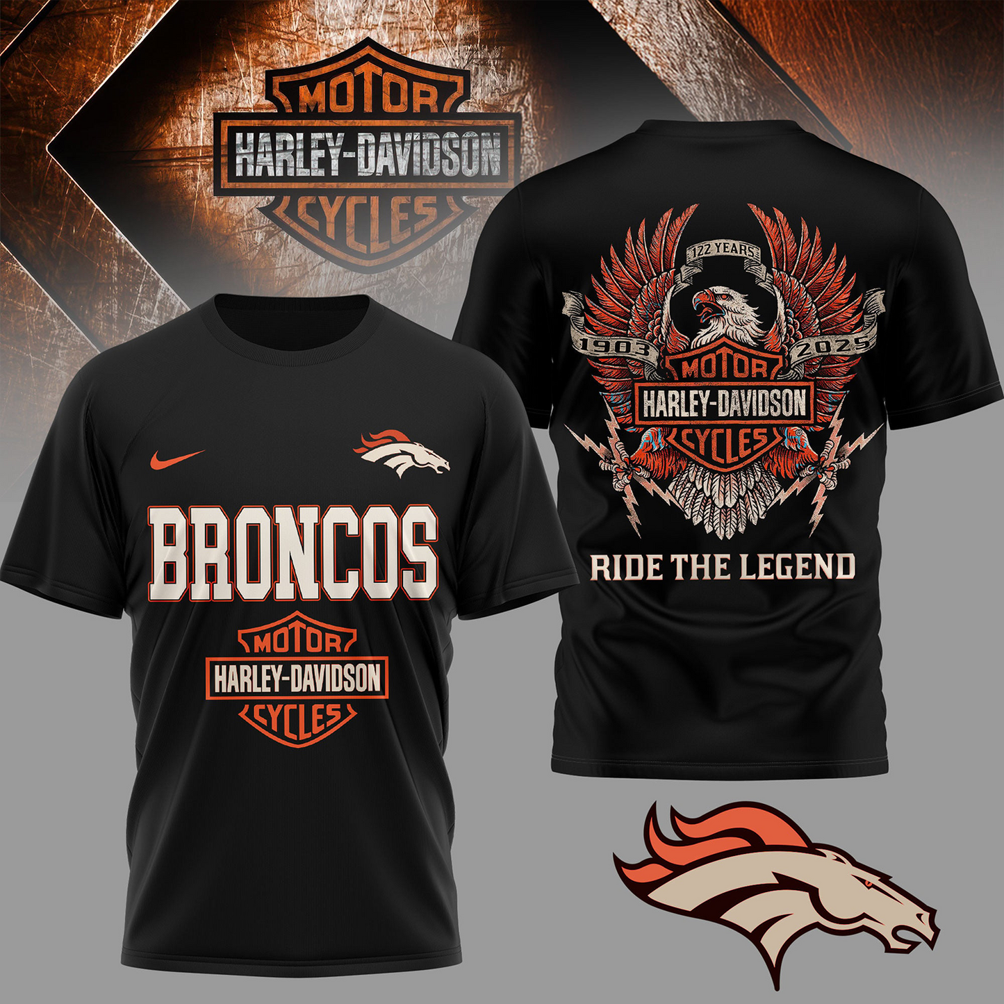 DEN Premium NFL 122 Year Harley Davidson 3D Shirt 2603 DatND DVT