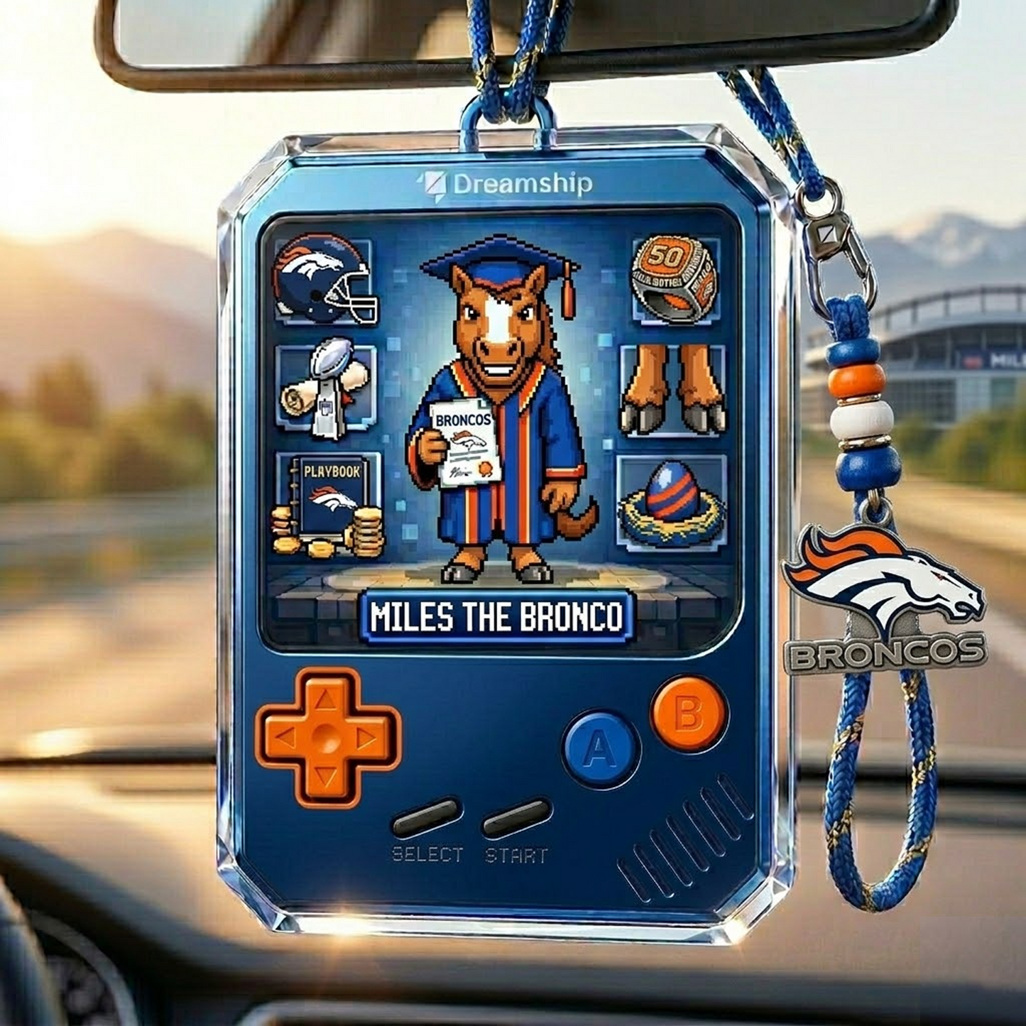 DEN X Classic NFL Football Team Name Car Ornaments NAK NHT