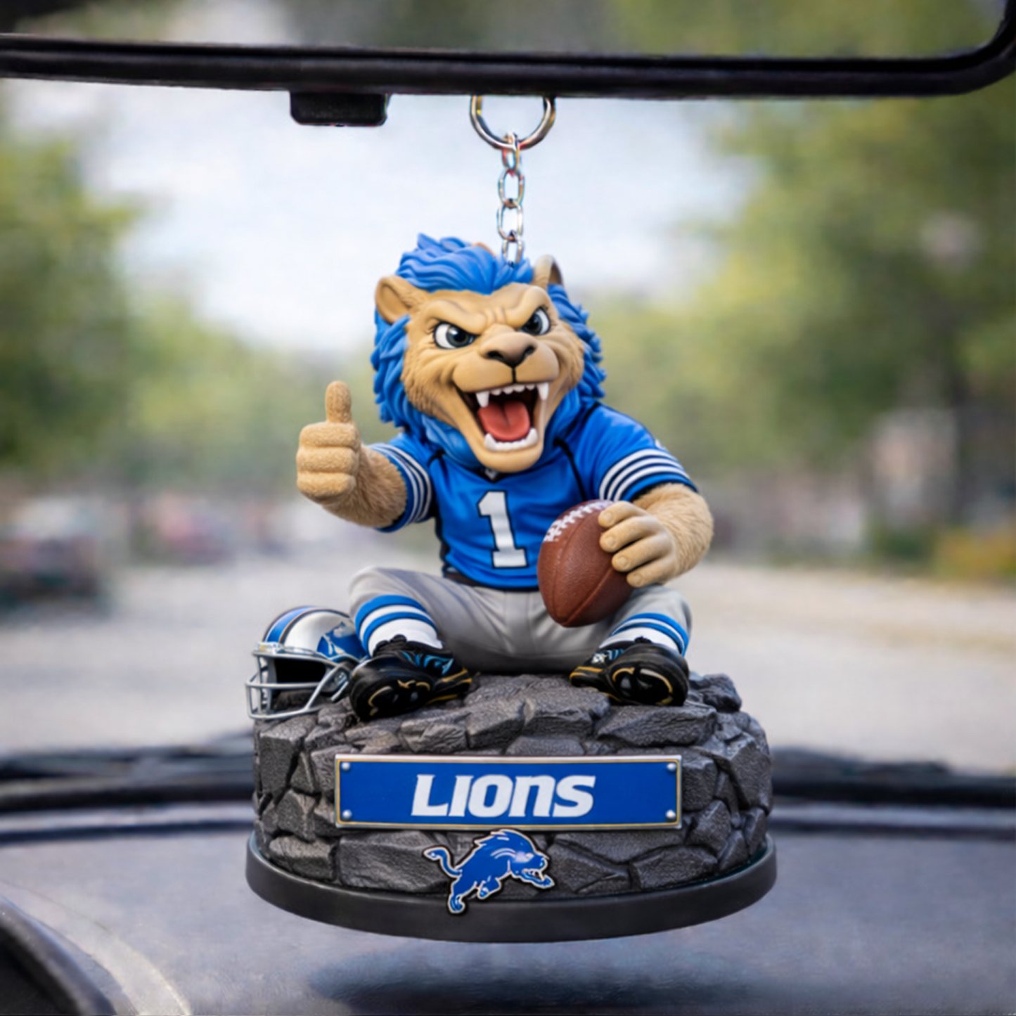 DET X NFL Football Mascot Car Hanging Ornament NAK NHT