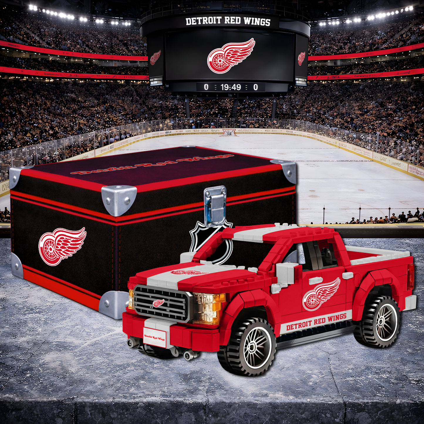 DET X NHL LEGO Toy Truck Set with Collectible Case NAK NHT