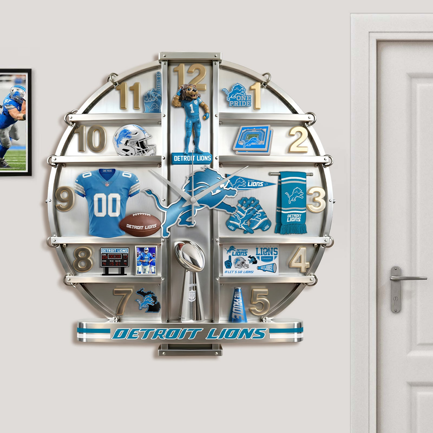 DL x NFL Home Decorative 3D Visual Effect Acrylic Wall Clock NAK CTKT