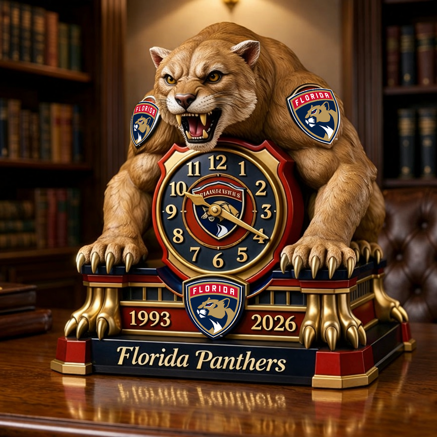 FLO x NHL Display clock featuring the hockey mascot NAK NHT