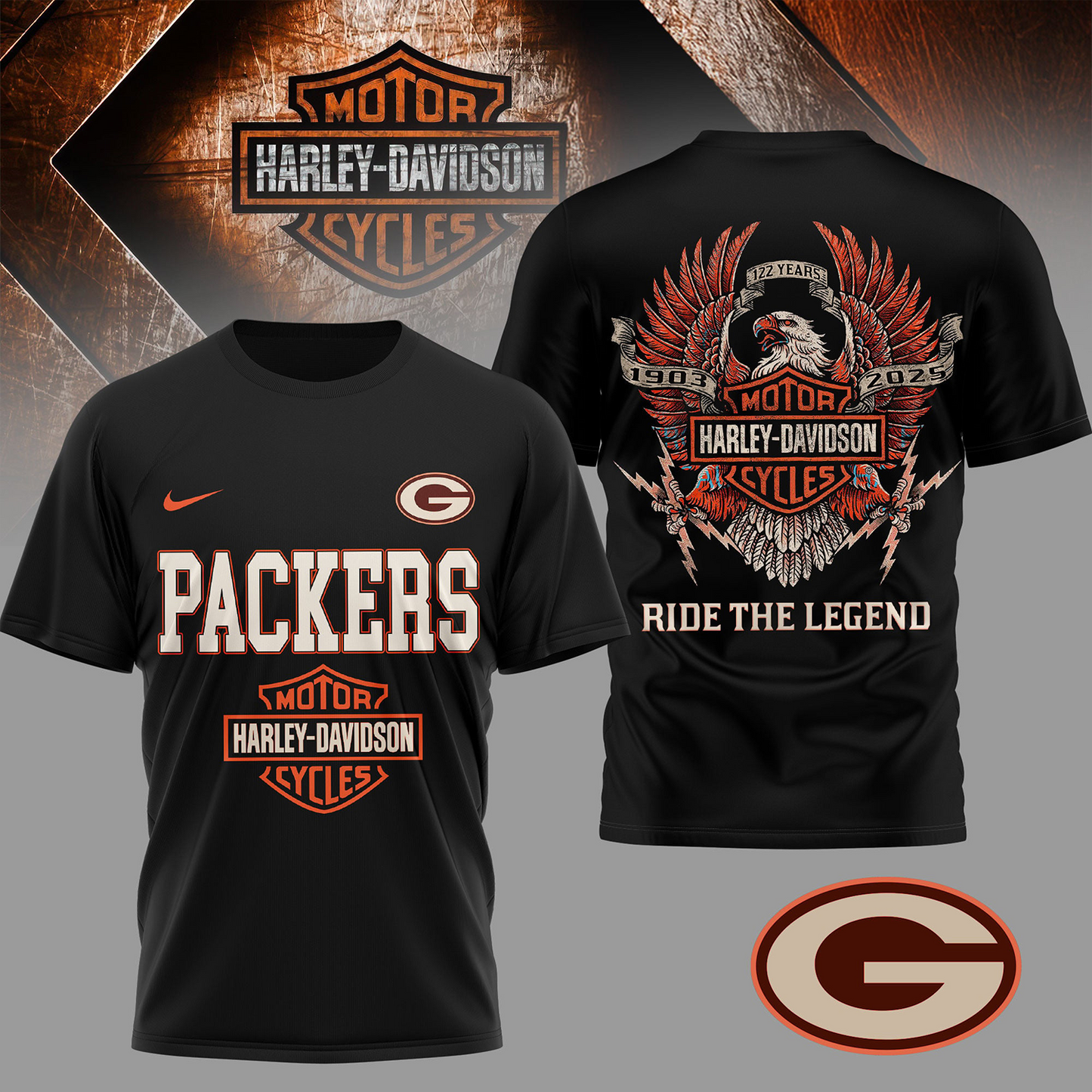 GB Premium NFL 122 Year Harley Davidson 3D Shirt 2603 DatND DVT