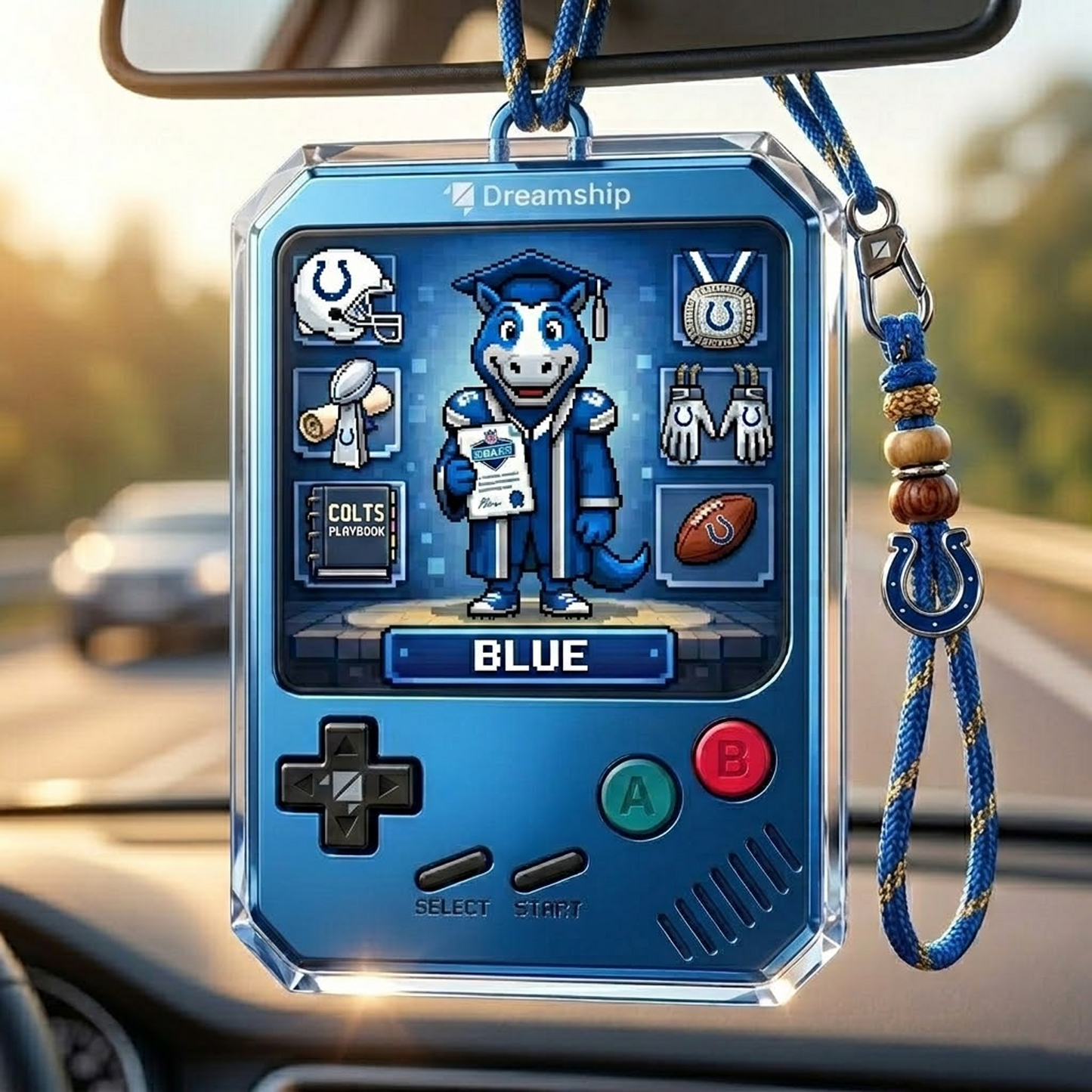 IND X Classic NFL Football Team Name Car Ornaments NAK NHT