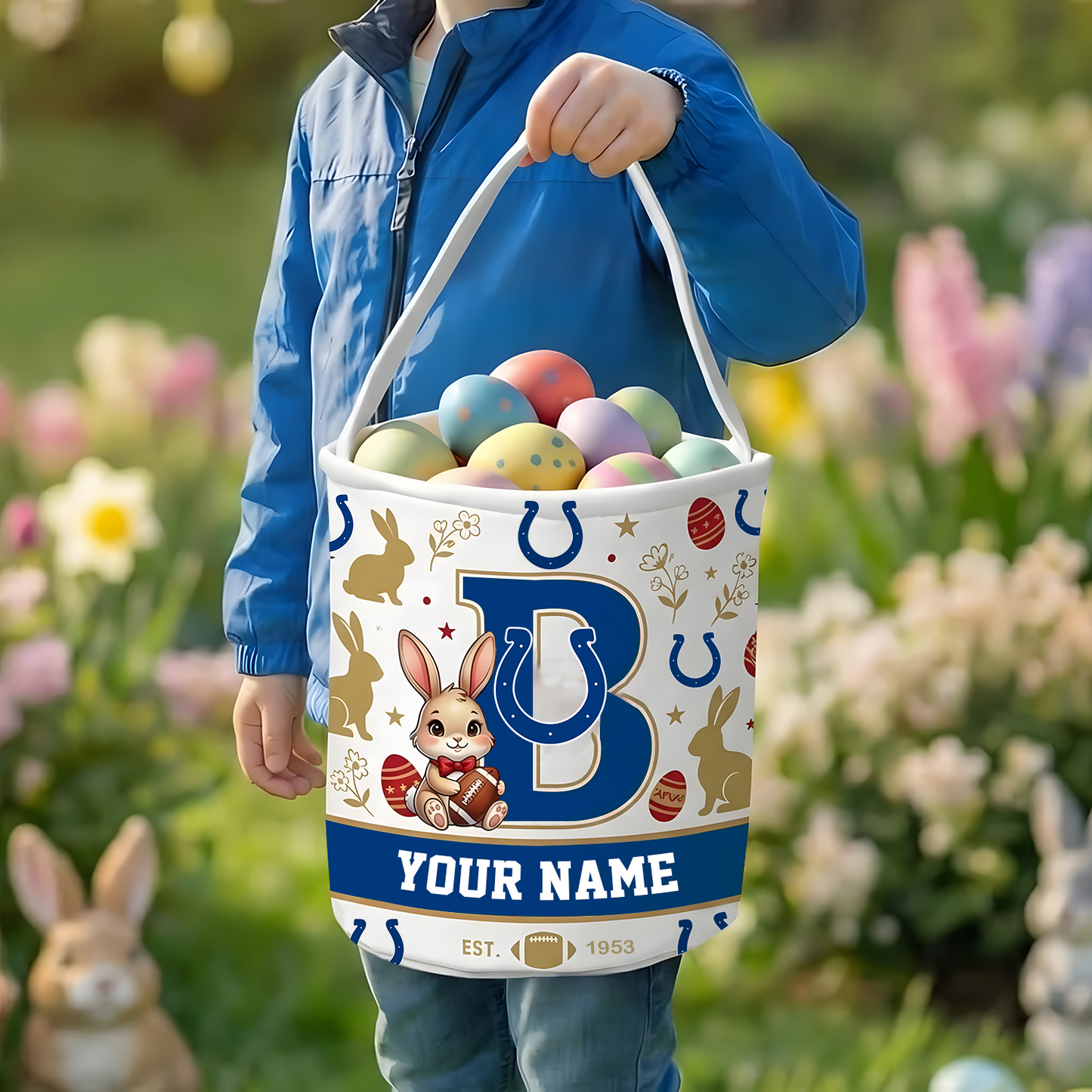 IND x Personalized Easter Bunny Egg Hunt Basket NAK NHT