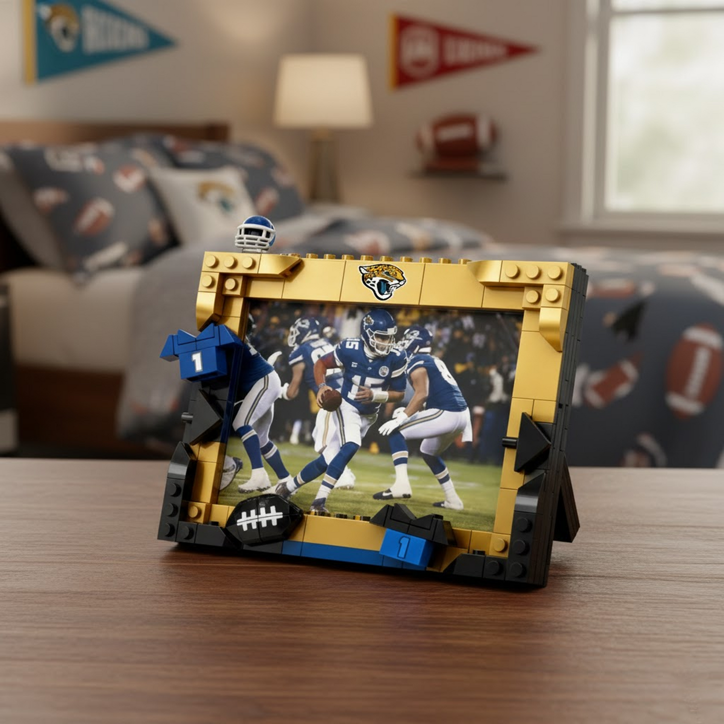 JAC X NFL Football Photo Frame Building Set Compatible Display Gift For Fans NAK NHT