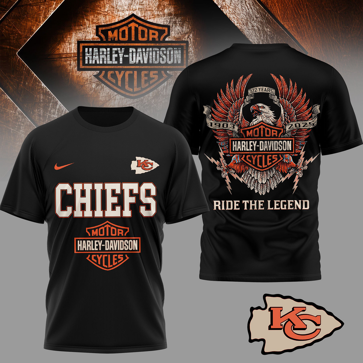 KC Premium NFL 122 Year Harley Davidson 3D Shirt 2603 DatND DVT