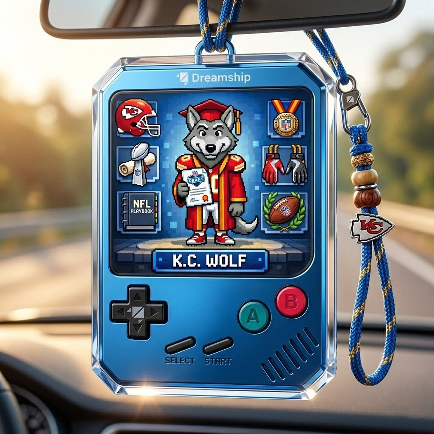 KC X Classic NFL Football Team Name Car Ornaments NAK NHT