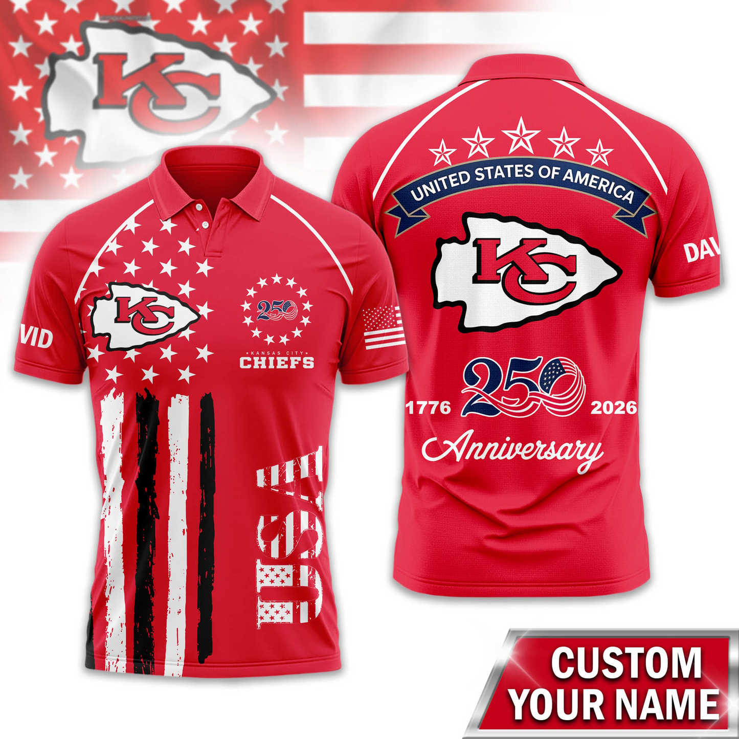 KCC Premium NFL American Semiquincentennial Polo Shirt DDT NTL