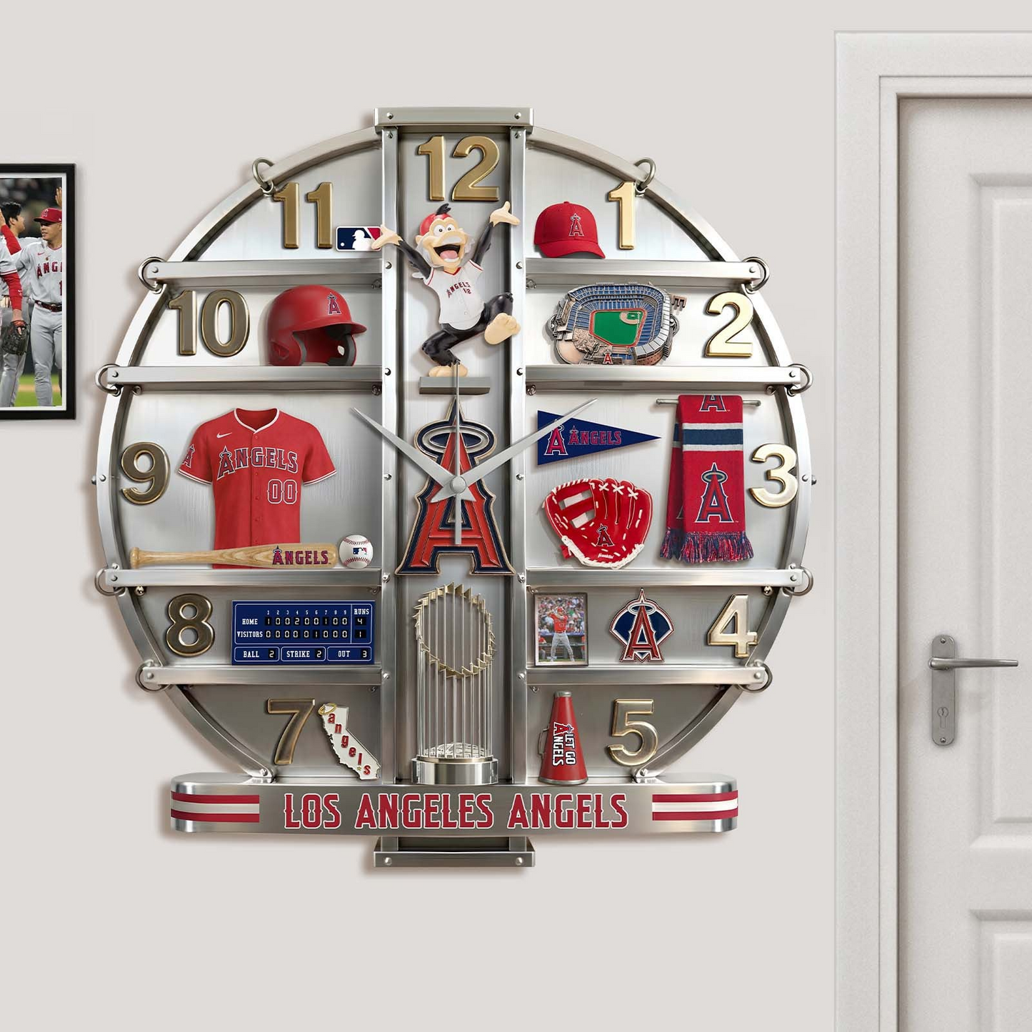 LAA x MLB Home Decorative 3D Visual Effect Acrylic Wall Clock NAK CTKT