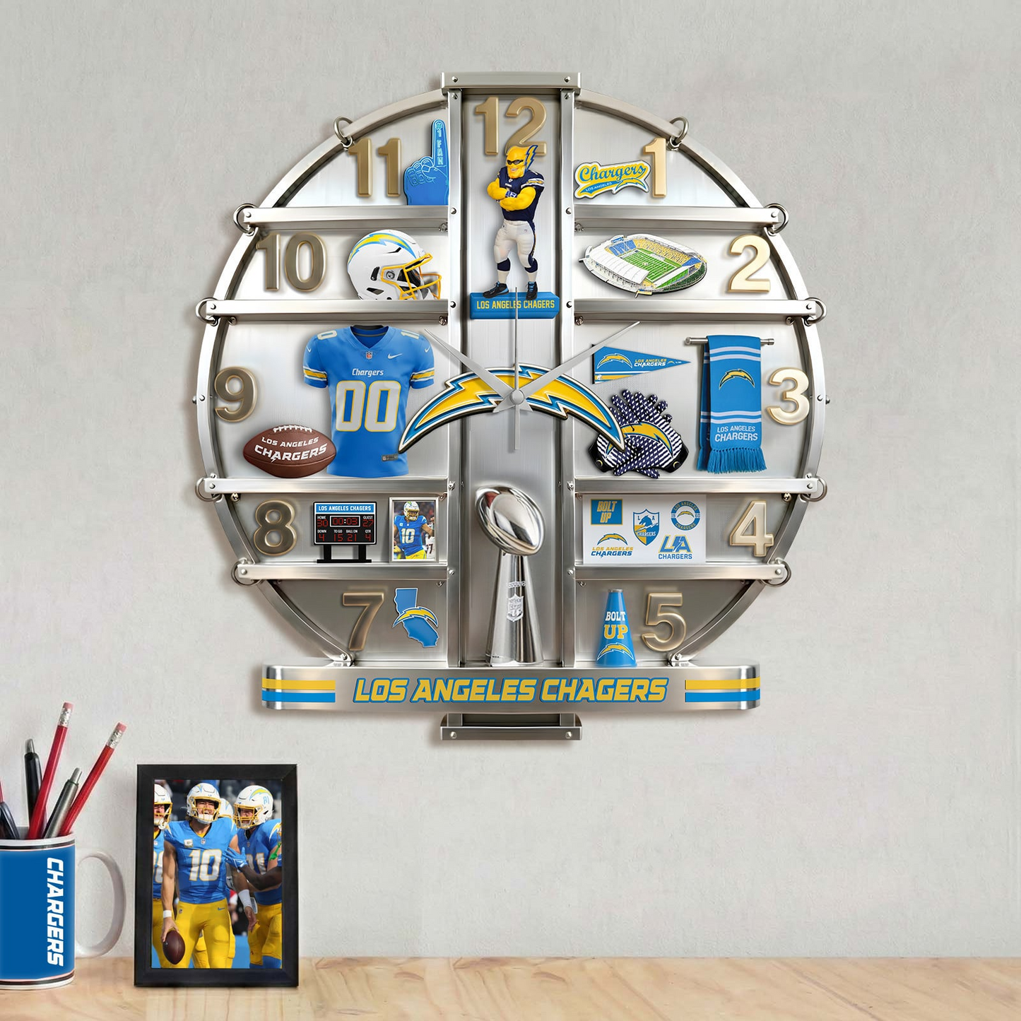 LAC x NFL Home Decorative 3D Visual Effect Acrylic Wall Clock NAK CTKT