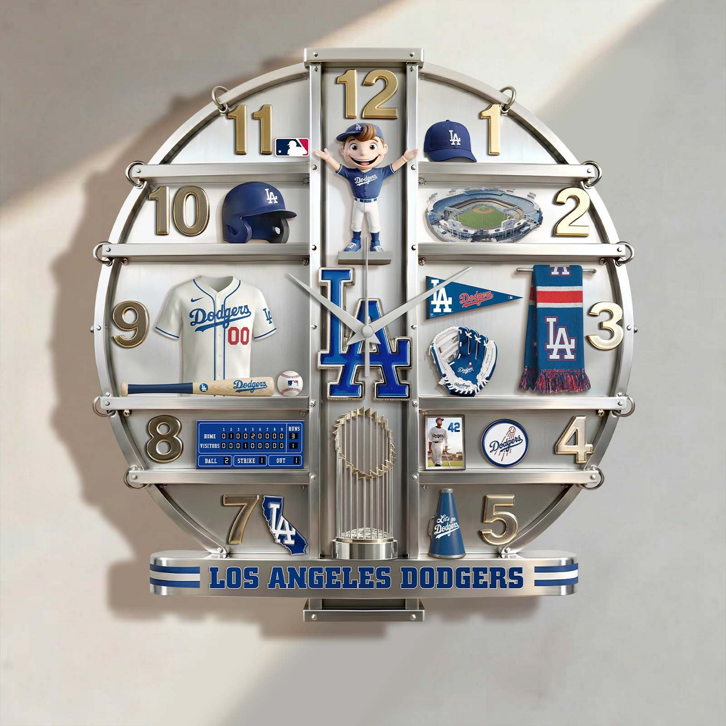 LAD x MLB Home Decorative 3D Visual Effect Acrylic Wall Clock NAK CTKT